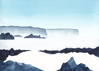 Cap Frehel par grande maree Aquarelle CatMat